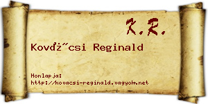 Kovácsi Reginald névjegykártya