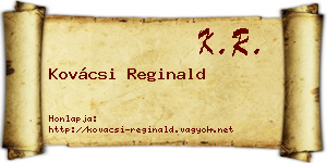 Kovácsi Reginald névjegykártya